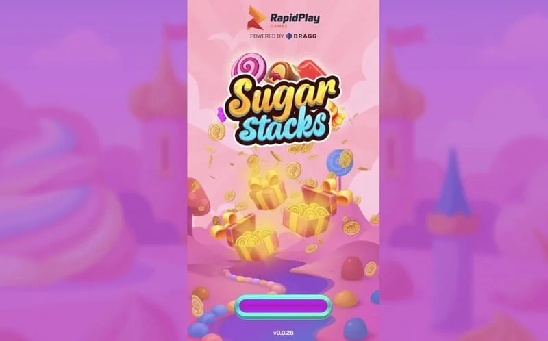 Sugar Stacks - RapidPlay Games लोगो के साथ लोडिंग स्क्रीन